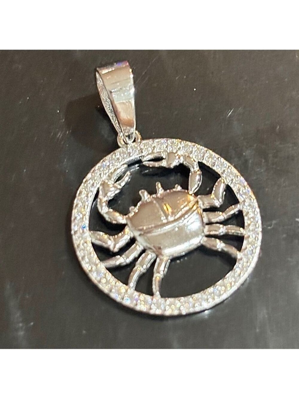 Moissanite over 925 Sterling Silver Cancer zodiacal Pendant - Picture 4 of 7